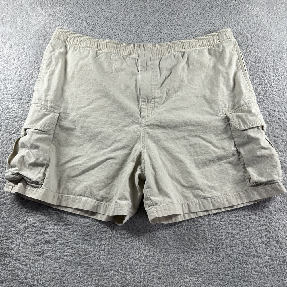 L.L Bean Rip Stop Hiking Cargo Shorts Mens Large Cotton Khaki Tan Beige‎ 6"
